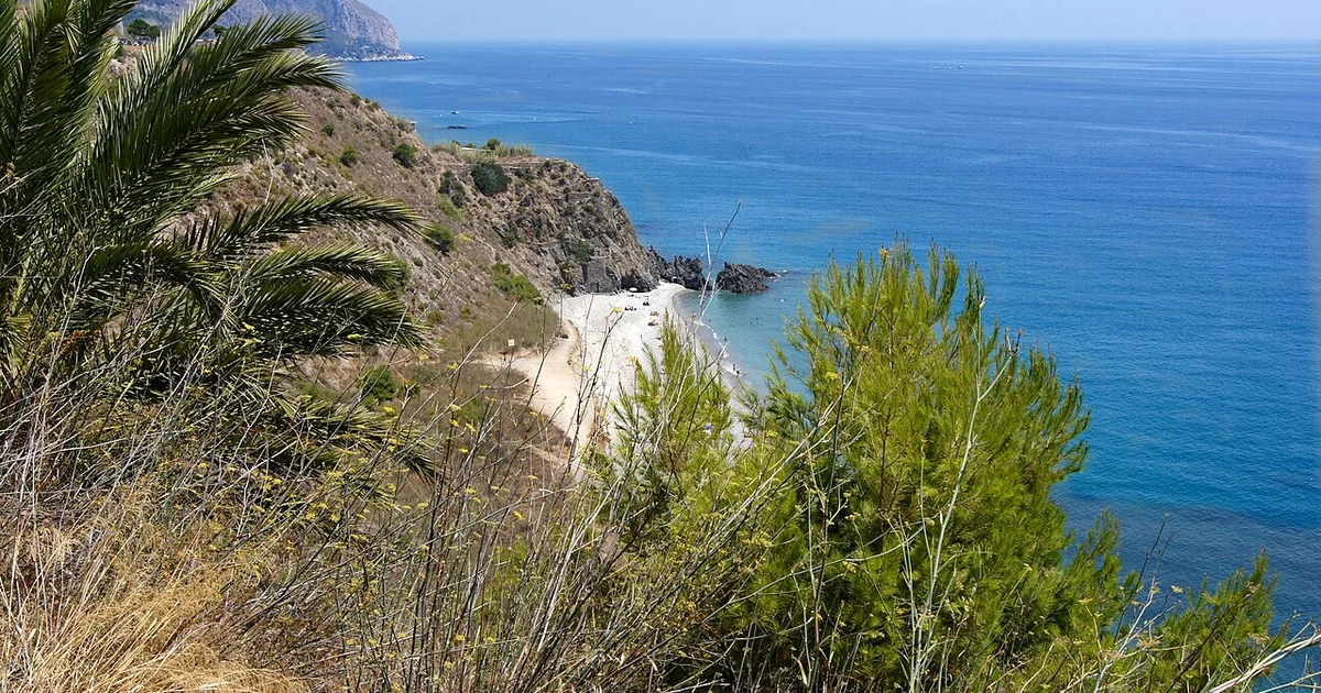 Typical view of the Costa Tropical in front of the mediterranean sea near Salobrena, Andalusia, south of Spain